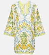 Farm Rio Sicily Floral Linen Blend Cover-up Minidress
