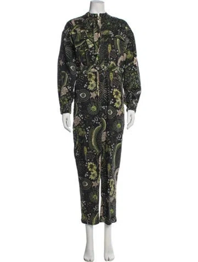 Pre-owned Farm Rio Printed Mock Neck Jumpsuit In Black