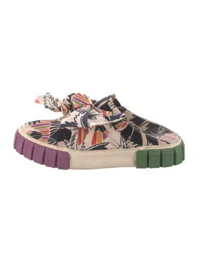 Pre-owned Farm Rio Printed Mules In Neutral