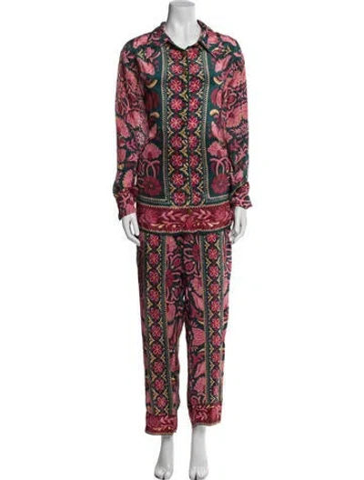 Pre-owned Farm Rio Printed Pant Set In Blue