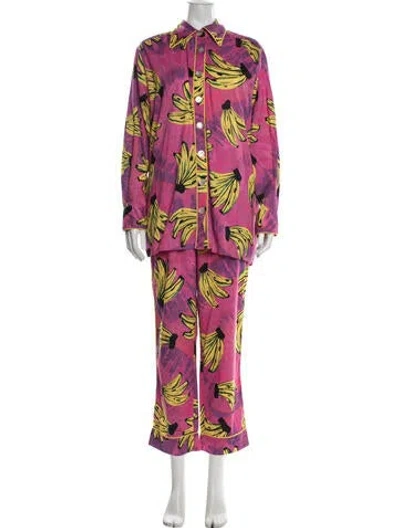 Pre-owned Farm Rio Printed Pant Set In Pink