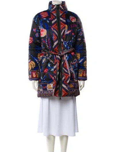 Pre-owned Farm Rio Printed Parka In Orange