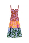 Farm Rio Mixed Tropical Swing Sleeveless Midi Dress In Multi In Multi
