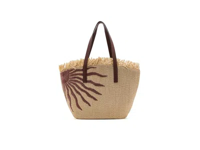 Farm Rio Printed Raffia Basket Bag Shoulder Handbags Black/natural: One Size