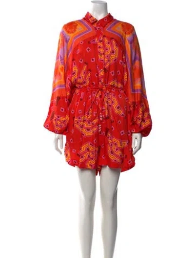 Pre-owned Farm Rio Printed Romper In Orange