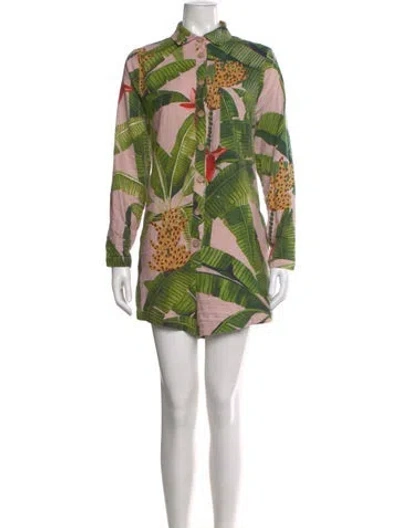 Pre-owned Farm Rio Printed Romper In Pink