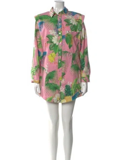 Pre-owned Farm Rio Printed Romper In Pink