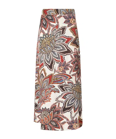 Farm Rio Floral-print Satin Maxi Skirt In Multi