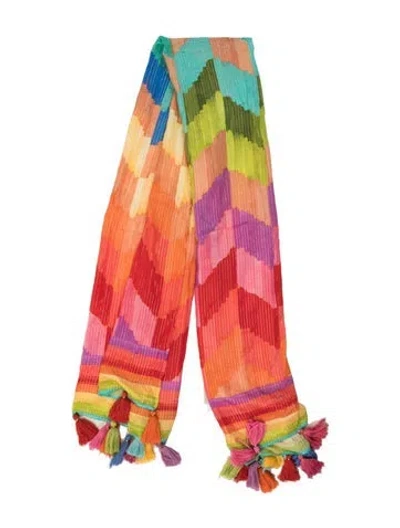 Pre-owned Farm Rio Printed Scarf In Pink