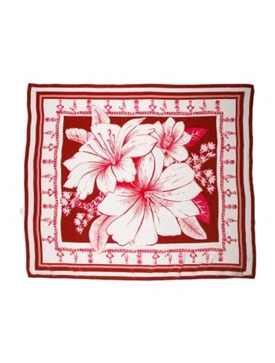 Pre-owned Farm Rio Printed Scarf In Red