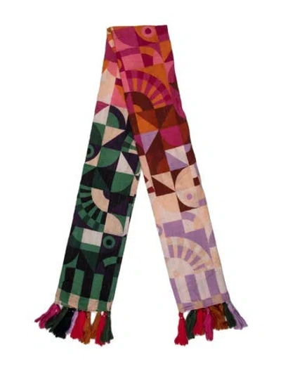 Pre-owned Farm Rio Printed Scarf In Red