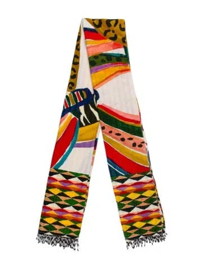 Pre-owned Farm Rio Printed Scarf W/ Tags In Yellow