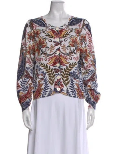 Pre-owned Farm Rio Printed Scoop Neck Sweater In Multi