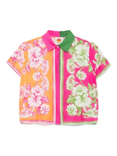 Farm Rio Mixed Scarves Floral Elegance Shirt In Multicolor