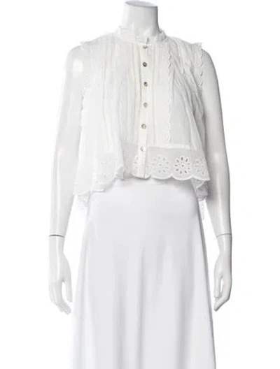 Pre-owned Farm Rio Printed Sleeveless Blouse W/ Tags In White