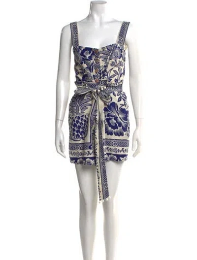 Pre-owned Farm Rio Printed Square Neckline Romper