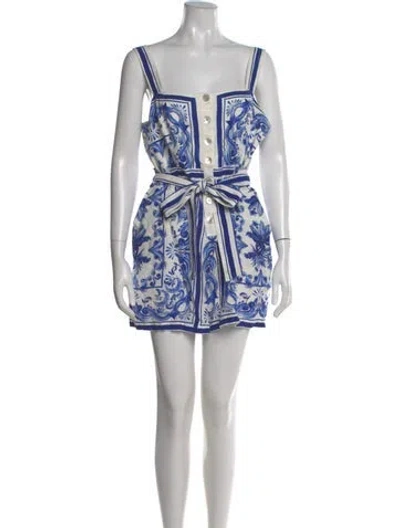 Pre-owned Farm Rio Printed Square Neckline Romper
