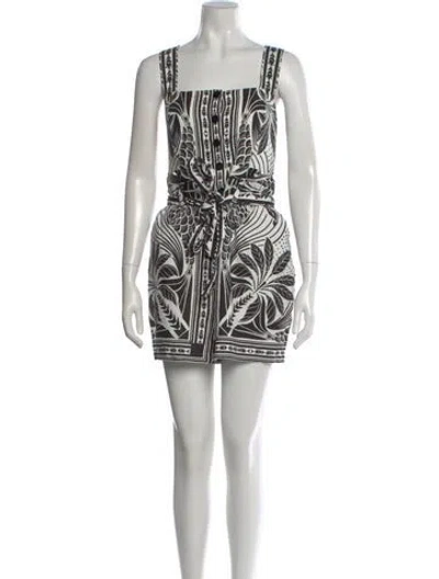 Pre-owned Farm Rio Printed Square Neckline Romper