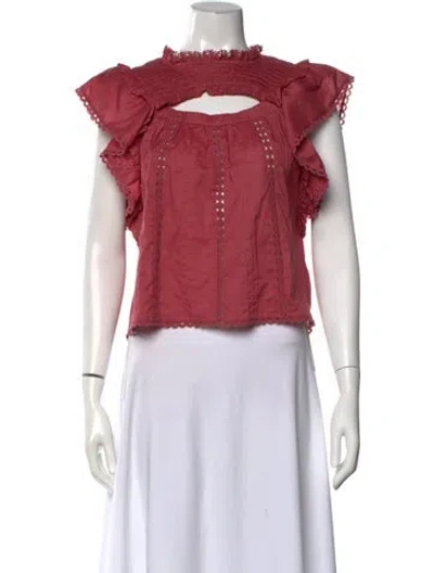 Pre-owned Farm Rio Printed Square Neckline Top In Pink