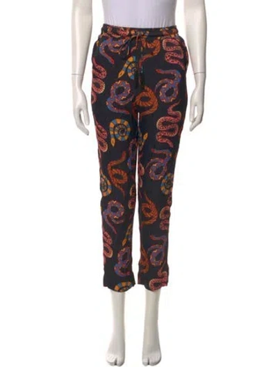 Pre-owned Farm Rio Printed Straight Leg Pants In Black