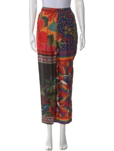 Pre-owned Farm Rio Printed Straight Leg Pants In Black