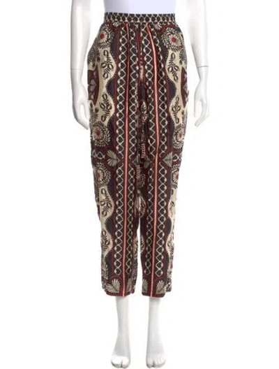 Pre-owned Farm Rio Printed Straight Leg Pants In Black