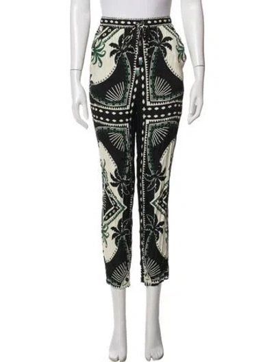 Pre-owned Farm Rio Printed Straight Leg Pants In Black