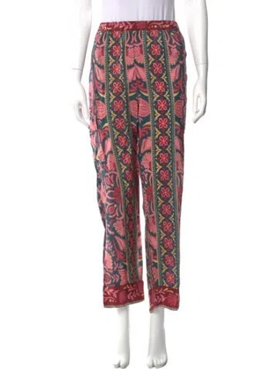Pre-owned Farm Rio Printed Straight Leg Pants In Blue