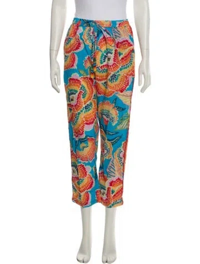 Pre-owned Farm Rio Printed Straight Leg Pants In Blue