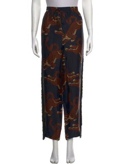 Pre-owned Farm Rio Printed Straight Leg Pants In Blue