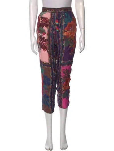 Pre-owned Farm Rio Printed Straight Leg Pants In Brown
