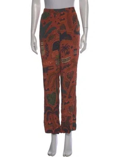 Pre-owned Farm Rio Printed Straight Leg Pants In Multi