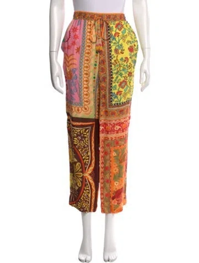 Pre-owned Farm Rio Printed Straight Leg Pants In Orange