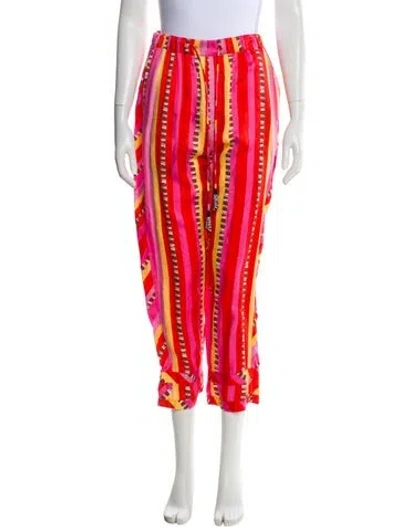Pre-owned Farm Rio Printed Straight Leg Pants In Pink