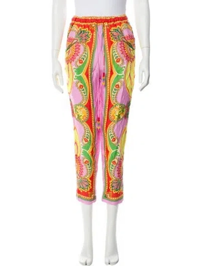 Pre-owned Farm Rio Printed Straight Leg Pants In Pink