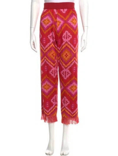 Pre-owned Farm Rio Printed Straight Leg Pants In Pink