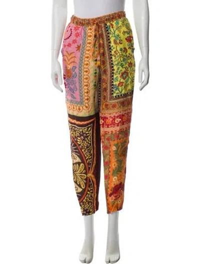 Pre-owned Farm Rio Printed Straight Leg Pants In Pink
