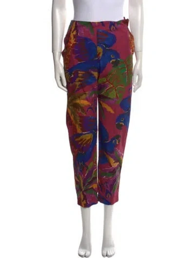 Pre-owned Farm Rio Printed Straight Leg Pants In Purple
