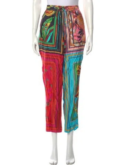 Pre-owned Farm Rio Printed Straight Leg Pants In Red
