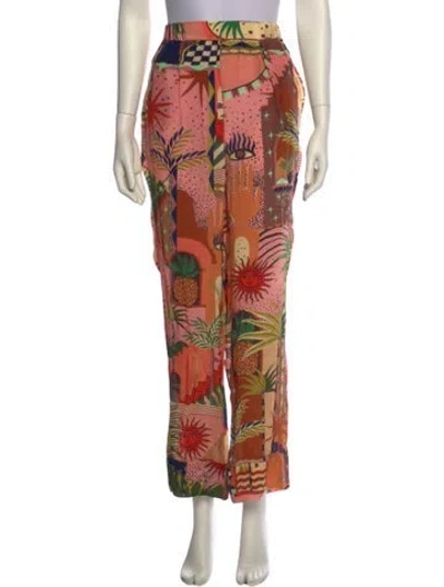 Pre-owned Farm Rio Printed Straight Leg Pants W/ Tags In Pink