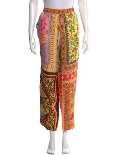 Pre-owned Farm Rio Printed Straight Leg Pants W/ Tags In Pink
