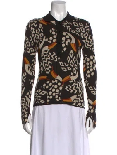 Pre-owned Farm Rio Printed Sweater In Black