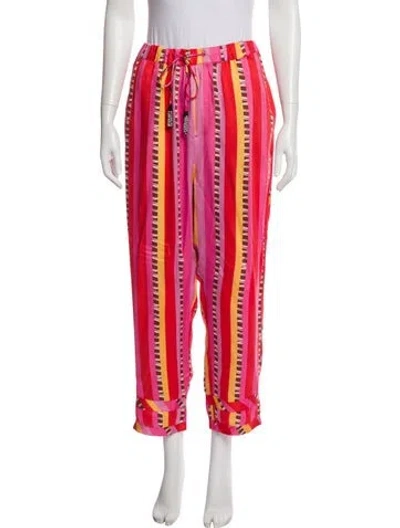 Pre-owned Farm Rio Printed Tassel Accents Sweatpants In Red