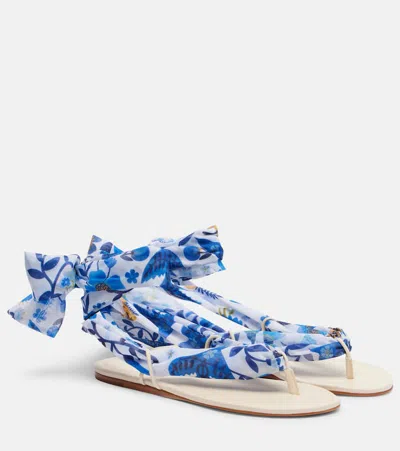 Farm Rio Printed Thong Sandals In Blue