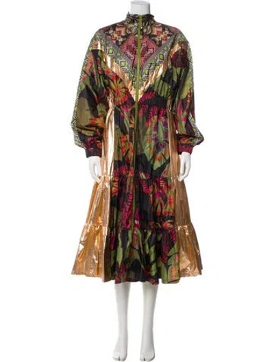 Pre-owned Farm Rio Printed Trench Coat In Multi