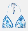 Farm Rio Garden Tiles Triangle Bikini Top In Multicoloured