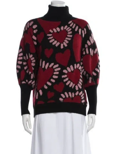 Pre-owned Farm Rio Printed Turtleneck Sweater In Red