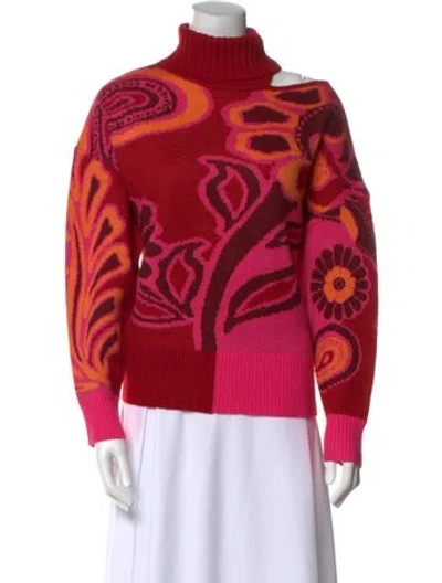 Pre-owned Farm Rio Printed Turtleneck Sweater W/ Tags In Multi