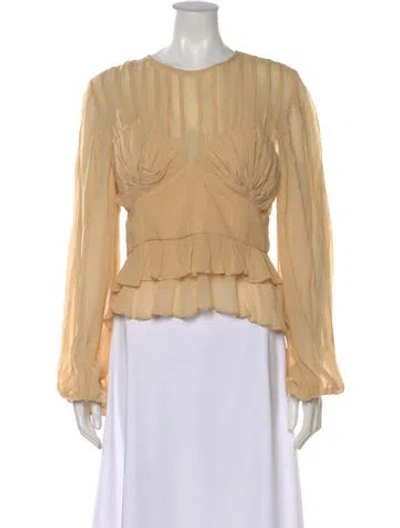 Pre-owned Farm Rio Printed V-neck Blouse In Neutral