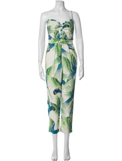 Pre-owned Farm Rio Printed V-neck Jumpsuit In Multi